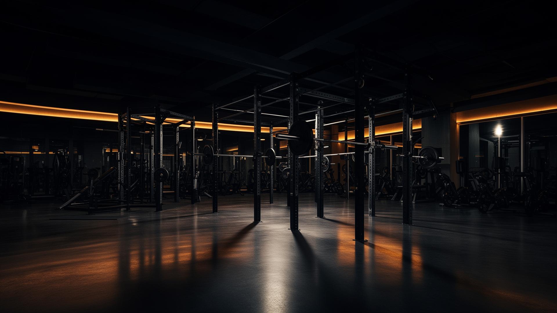 Cinematic interior of a premium gym fit-out by IndigoFitness